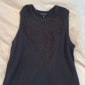 Rag and bone navy sleeveless top with lace v neck size xs like new